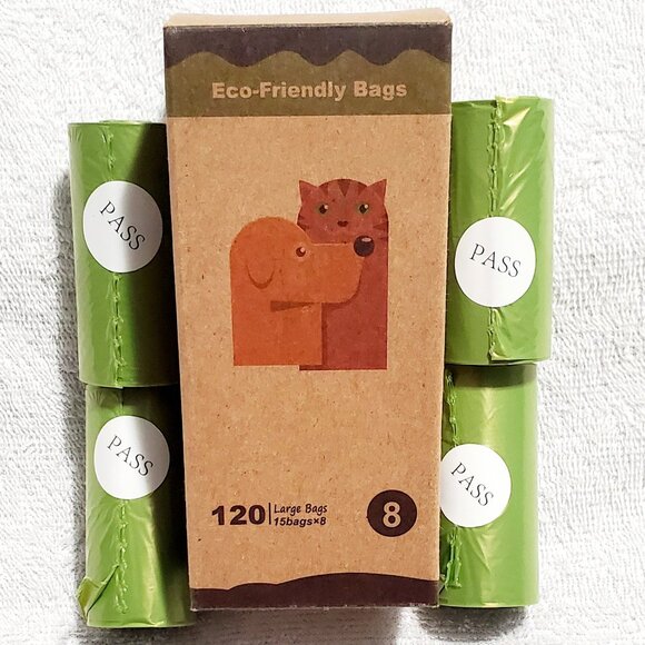 LOT of 4~ 100% ECO-FRIENDLY Poop Bags- 8 Rolls of 15 Bags = 120 Count Per Box - Picture 8 of 9